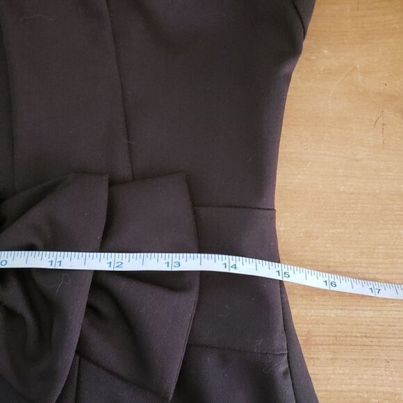 Jeanne D'arc NWT Medium Dark Brown Short Sleeve Scoop Neck Dress with Bow - Picture 12 of 16